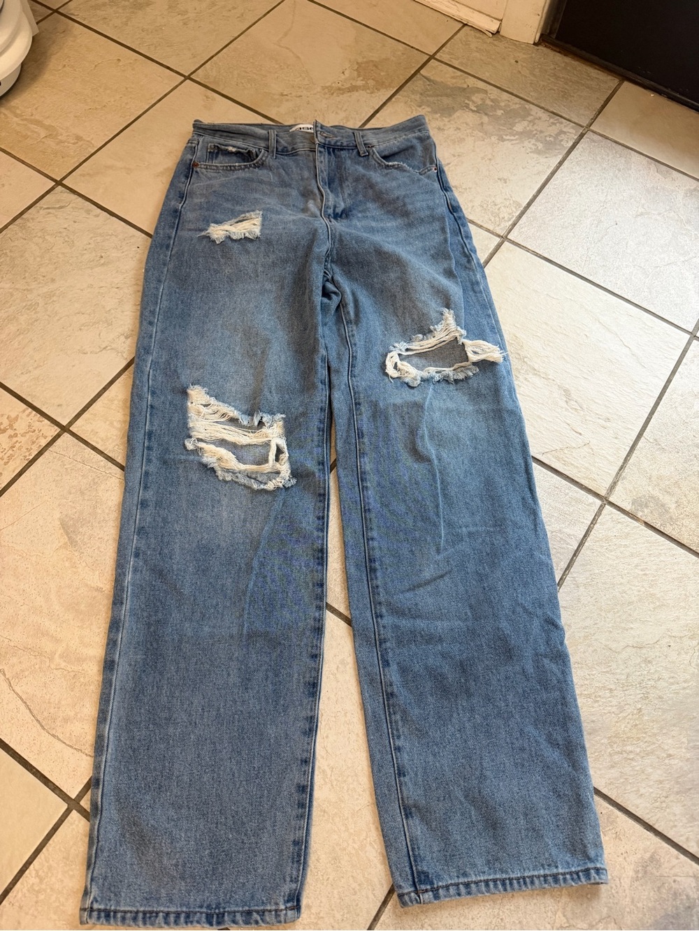 RSQ Distressed Wide-Leg Jeans in Blue